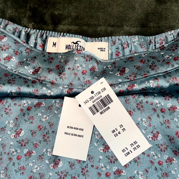 Hollister A-Line Skirt Women's M Blue Floral High Rise Soft Girl Aesthetic NWT - Picture 3 of 7